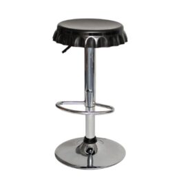 1 x Tabouret de bar Siège en noir du look « bouchon couronne » avec repose-pieds 1 x Tabouret de bar Siège en noir du look « bouchon couronne » avec repose-pieds