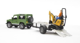 Bruder – 2593 – Véhicule Miniature – Land Rover Defender avec une Remorque, Mini Pelle Jcb et Personnage Bruder – 2593 – Véhicule Miniature – Land Rover Defender avec une Remorque, Mini Pelle Jcb et Personnage 2