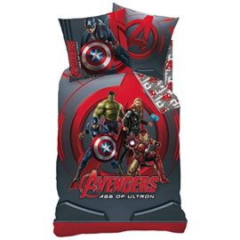 CTI 042613 Housse de Couette Avengers 140 x 200 cm + Taie 63 x 63 cm Coton Gris/Rouge CTI 042613 Housse de Couette Avengers 140 x 200 cm + Taie 63 x 63 cm Coton Gris/Rouge