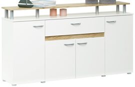 Demeyere 245999 Révolution Enfilade avec 4 Portes/Tiroir Panneau de Particules Chêne Brossé/Blanc Perle 156 x 35 x 85 cm Demeyere 245999 Révolution Enfilade avec 4 Portes/Tiroir Panneau de Particules Chêne Brossé/Blanc Perle 156 x 35 x 85 cm 2