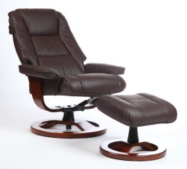 FAUTEUIL RELAX CUIR MARRON AVEC POUF FAUTEUIL RELAX CUIR MARRON AVEC POUF 3