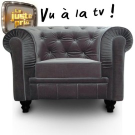 Fauteuil Chesterfield velours Argent Fauteuil Chesterfield velours Argent 2