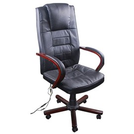 Fauteuil de bureau massant en cuir mélangé Noir Fauteuil de bureau massant en cuir mélangé Noir