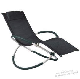 HomeStore Global, Vacances cadeau, Chaise longue, transat de jardin Rocking Chair avec coussin amovible. Très confortable et relaxante – Noir HomeStore Global, Vacances cadeau, Chaise longue, transat de jardin Rocking Chair avec coussin amovible. Très confortable et relaxante – Noir