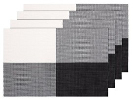 Lot de 4 Sets de table tressé gris noir blanc (TS-51) Lot de 4 Sets de table tressé gris noir blanc (TS-51)