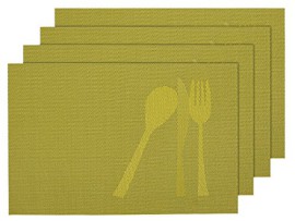 Lot de 4 Sets de table vert avec motif (TS-22) Lot de 4 Sets de table vert avec motif (TS-22)