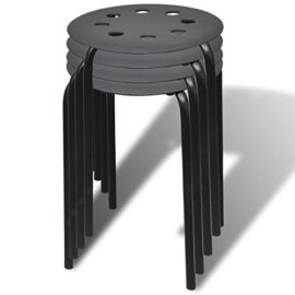 Lot de 4 Tabourets empilables Noir Lot de 4 Tabourets empilables Noir 6