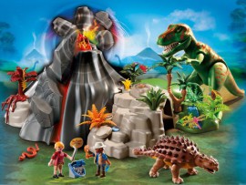 Playmobil-5230-Jeu-de-Construction-Tyrannosaure-et-Saichania-avec-Volcan-0-0