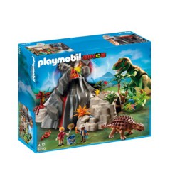 Playmobil-5230-Jeu-de-Construction-Tyrannosaure-et-Saichania-avec-Volcan-0