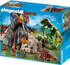 Playmobil-5230-Jeu-de-Construction-Tyrannosaure-et-Saichania-avec-Volcan-0-3