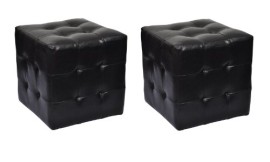 Pouf cube capitonné noir (lot de 2) Pouf cube capitonné noir (lot de 2)