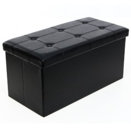 Songmics-76x38x38-cm-Tabouret-Cube-Pouf-D-Pliable-Coffre-de-Rangement-Noir-LSF105-0