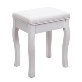 Songmics Blanc Tabouret pour coiffeuse en bois avec tampon doux RDS50W Songmics Blanc Tabouret pour coiffeuse en bois avec tampon doux RDS50W