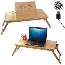 Songmics-Table-de-lit-pliable-en-Bambou-pour-PC-Ordinateur-Portable-notebook-double-plateaux-Tablette-avec-USB-Ventilateur-et-tiroir-LLD005-0-0