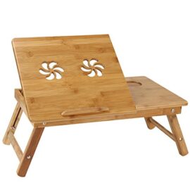 Table de lit – bambou – plateau inclinable pour PC portable – tiroir latéral – 53x29x33 cm (lxHxP) – design fleurs Table de lit – bambou – plateau inclinable pour PC portable – tiroir latéral – 53x29x33 cm (lxHxP) – design fleurs