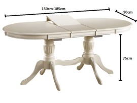 Table de salle à manger style bettina massif 90 x 150 x 75 bois blanc extensible jusqu’à 185 cm Table de salle à manger style bettina massif 90 x 150 x 75 bois blanc extensible jusqu’à 185 cm 3