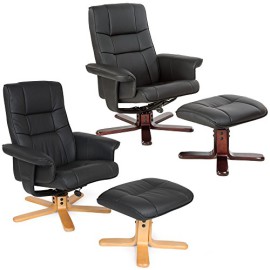 TecTake Fauteuil relax TV pour la détente avec pouf en simili-cuir avec pied en bois – diverses modèles – TecTake Fauteuil relax TV pour la détente avec pouf en simili-cuir avec pied en bois – diverses modèles – 2