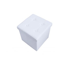 Todeco-Pouf-de-rangement-pliable-simili-cuir-blanc-lgant-38-x-38-cm-0-1