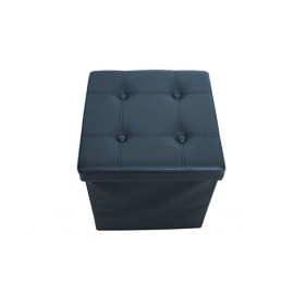 Todeco-Pouf-de-rangement-pliable-simili-cuir-noir-lgant-38-x-38-cm-0-0