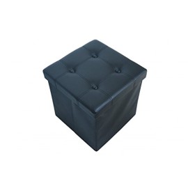 Todeco-Pouf-de-rangement-pliable-simili-cuir-noir-lgant-38-x-38-cm-0-1