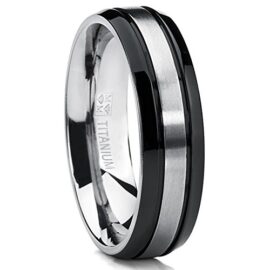 6MM Bague de mariage en titane noire avec bords biseautés. Pour Homme Intérieur Confort 6MM Bague de mariage en titane noire avec bords biseautés. Pour Homme Intérieur Confort