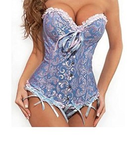 Autek-Sexy-Ladies-Womens-Floral-Trim-Fashion-Bustier-Overbust-Corset-with-G-String-819-0-3