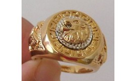 [BAOR54]Bague chevalière plaqué or jaune et blanc 18 K superbe lion homme T 57 [BAOR54]Bague chevalière plaqué or jaune et blanc 18 K superbe lion homme T 57 2