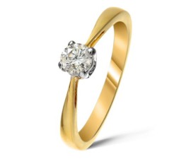 Bague Femme Solitaire Fiancailles Or 750/1000 et Diamant Brillant 0.25 Carat HI-I2 Certifié Bague Femme Solitaire Fiancailles Or 750/1000 et Diamant Brillant 0.25 Carat HI-I2 Certifié