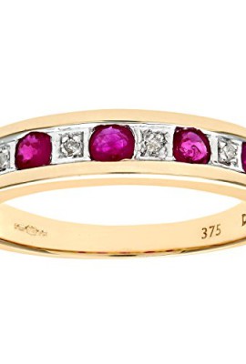 Bague – PR3027DIA+RUBY(I) – Femme – Or jaune (9 carats) 2.45 Gr – Rubis – Diamant 0.02 Cts Bague – PR3027DIA+RUBY(I) – Femme – Or jaune (9 carats) 2.45 Gr – Rubis – Diamant 0.02 Cts 2