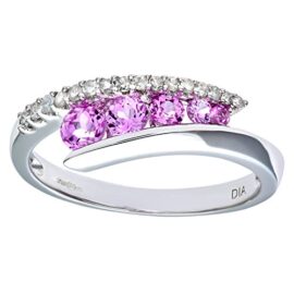 Bijoux pour tous – PR07812(J)Crtv Pink Topaz – Bague Femme – Or blanc (9 carats) 2 Gr – Topaze rose – Diamant 0.008 Cts Bijoux pour tous – PR07812(J)Crtv Pink Topaz – Bague Femme – Or blanc (9 carats) 2 Gr – Topaze rose – Diamant 0.008 Cts