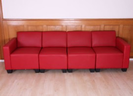 Canap-4-places-loungesalon-Lyon-systme-modulaire-simili-cuir-rouge-0-0