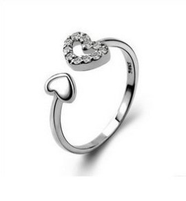 Fashmond- ‘Je t’aime’- Bague Double Coeur Taille ajustable Argent fin 925 fait avec zirconium femme fille enfant- Design Unique Fashmond- ‘Je t’aime’- Bague Double Coeur Taille ajustable Argent fin 925 fait avec zirconium femme fille enfant- Design Unique