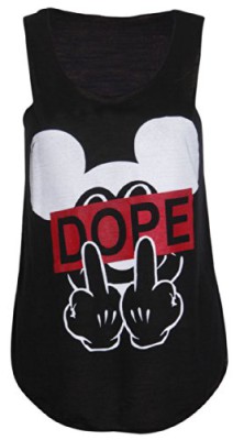 Fats-Fashion-Vest-Top-Life-Manches-Pug-Dope-Mickey-Stretchy-Femmes-0