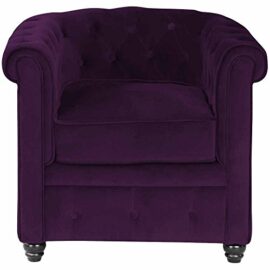 Fauteuil Chesterfield velours aubergine Fauteuil Chesterfield velours aubergine