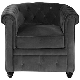 Fauteuil Chesterfield velours gris anthracite Fauteuil Chesterfield velours gris anthracite