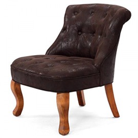 Fauteuil crapaud capitonné microfibre marron vintage Venise Fauteuil crapaud capitonné microfibre marron vintage Venise