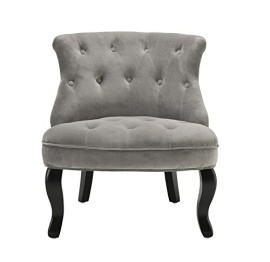 Fauteuil crapaud capitonné velours gris Venise Fauteuil crapaud capitonné velours gris Venise 3