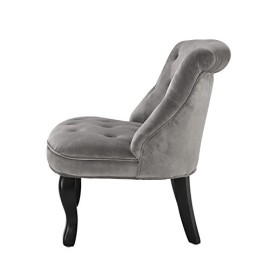 Fauteuil crapaud capitonné velours gris Venise Fauteuil crapaud capitonné velours gris Venise 4