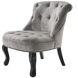 Fauteuil crapaud capitonné velours gris Venise Fauteuil crapaud capitonné velours gris Venise 2