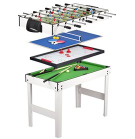 Leomark Table 4 jeux en 1 – billard, babyfoot, hockey de table et ping-pong Leomark Table 4 jeux en 1 – billard, babyfoot, hockey de table et ping-pong