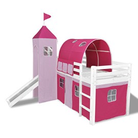 Lit-mezzanine-avec-chelle-toboggan-rose-chteau-princesse-0-0