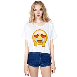 Ninimour-Sexy-Femmes-Emoji-T-Shirt-Motif-Imprime-Fleuri-Manches-Courtes-Vogue-en-Ete-0