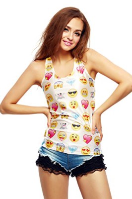 reine--la-mode-Femme-Emoji-Imprime-Debardeur-sans-Manches-0