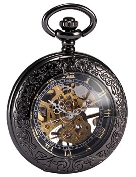 AMPM24 – Montre de Poche Homme – Mécanique – Cadran Noir – Boitier Noir Squelette + Boîte WPK164 AMPM24 – Montre de Poche Homme – Mécanique – Cadran Noir – Boitier Noir Squelette + Boîte WPK164