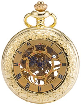 AMPM24-Montre-de-Poche-Mcanique-Cadran-Dor-Botier-Dor-Squelette-Bote-WPK166-0