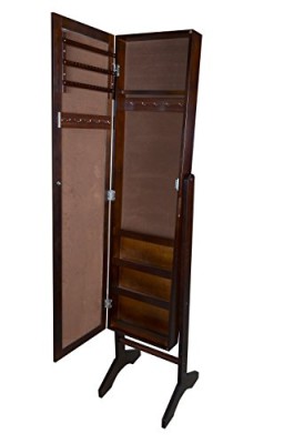 Armoire à Bijoux et Accessoires Collier Bague sur Pieds Miroir Angle Réglable Marron LV153S Armoire à Bijoux et Accessoires Collier Bague sur Pieds Miroir Angle Réglable Marron LV153S 3