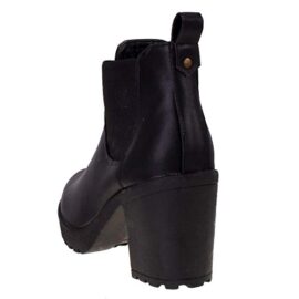 Aspect cuir noir pour femme mi-dérapantes plateforme Chelsea Bottines à talon Noir Aspect cuir noir pour femme mi-dérapantes plateforme Chelsea Bottines à talon Noir 4