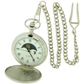 BOXX190-Montre-de-Poche-Argente-avec-Motif-du-Soleil-et-de-la-Lune-sur-une-Chane-de-30cm-0-0