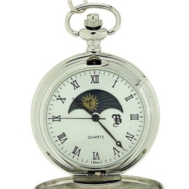 BOXX190-Montre-de-Poche-Argente-avec-Motif-du-Soleil-et-de-la-Lune-sur-une-Chane-de-30cm-0