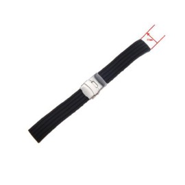 Bande / Bracelet / Chaîne de Montre en Caoutchouc de Silicone Etanche à Boucle Déployante 22mm – Noir Bande / Bracelet / Chaîne de Montre en Caoutchouc de Silicone Etanche à Boucle Déployante 22mm – Noir 4